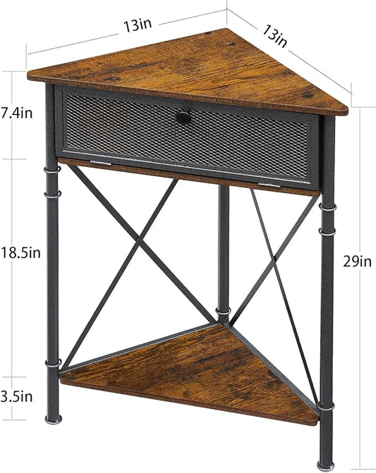 VECELO Cabinet/Table, 3-Tier Display Shelves with Protection Door, Metal Frame Storage Shelf Organizer for Small Space, Living Room, Kitchen, Bathroom, Set of 1, Brown+Black