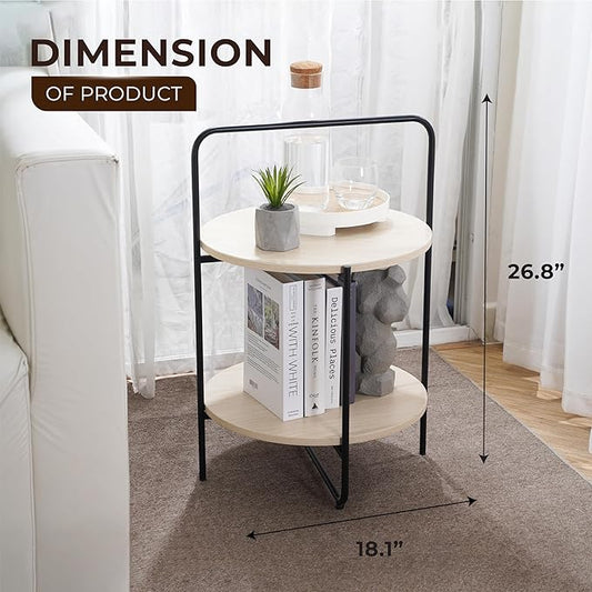 Mijas 2-Tier Side Table, Round End Table, A Stylish and Functional Addition for Home & Office, Perfect for Decor, Storage Solutions, and Enhancing Any Living Space (Natural)