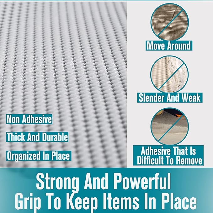 Shelf Liner, Non-Adhesive Roll Drawer Liners 12 Inches x 20 Feet for Drawers, Non Slip Grip Durable Strong Clean, for Cabinets, Kitchen, Storage, Desks, Kitchenware, Tableware, Black
