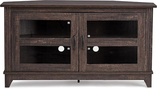ROCKPOINT Modern Farmhouse 44inch Corner Universal TV Stand Living Room Storage Console, Entertainment Center,Espresso