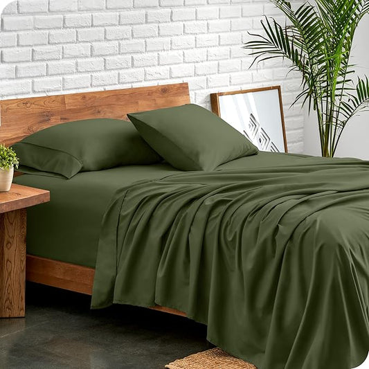 Bare Home Twin Sheet Set - 1800 Ultra-Soft Microfiber Bed Sheets - Double Brushed - Deep Pockets - Easy Fit - Extra Soft - 3 Piece Set - Bedding Sheets & Pillowcases (Twin, Cypress)