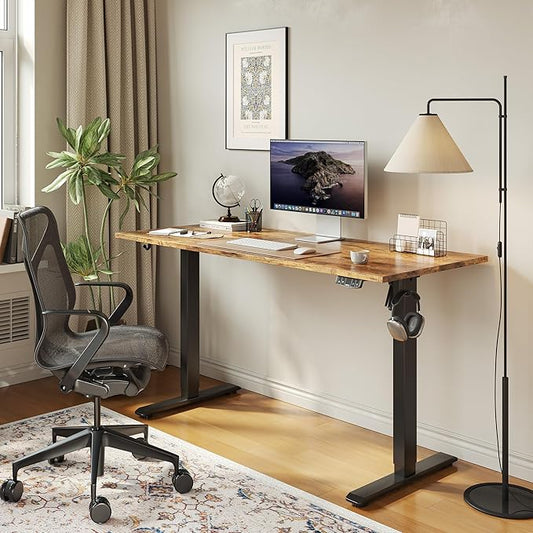 Agilestic Electric Standing Desk, Large 63 x 24 Inches Height Adjustable Desk, Sit Stand up for Work Office Home, Ergonomic Rising Computer Table with Memory Preset, Rustic Brown
