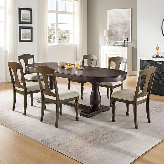 Ball & Cast Farmhouse Extendable Dining Table for 6-8, 76"-94" Long Extendable Kitchen-Table with Leaf, Mid Century Curved Wooden Expandable Table w/18 Leaves,Drop-Leaf Breakrest Table, Dark Brown