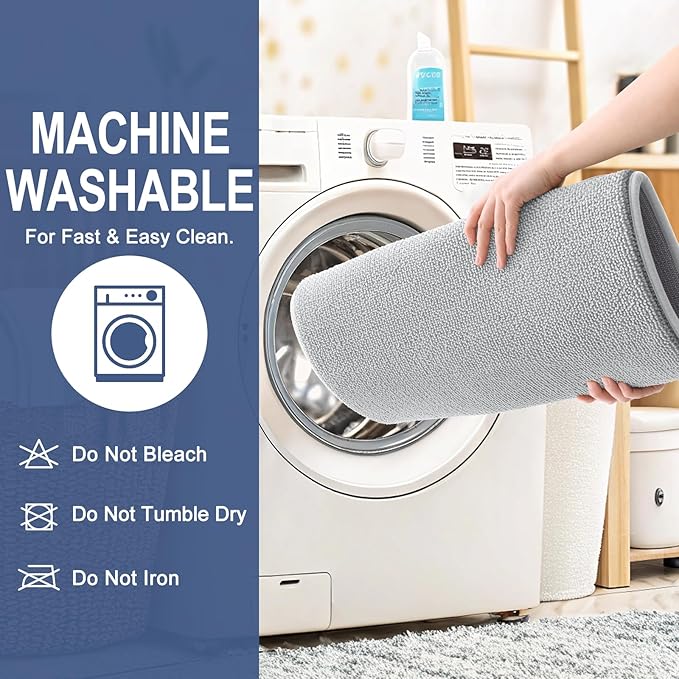 OLANLY Thick Memory Foam Bath Mat Rug 47x20, Extra Soft Absorbent Bathroom Rug, Quick Dry Bath Mats, Non-Slip, Machine Washable Carpet for Bathroom, Tub and Shower, Home Decor Accessories, Light Grey