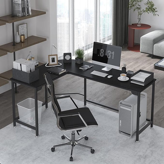 Teraves Modern L Shaped Gaming Desk 66'' Corner Computer Desk for Home Office Gaming Table Study Writing Workstation for Small Space, Easy to Assemble