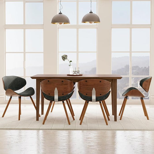 SIMPLIHOME Marana Dining Chair in Distressed Slate Grey Vegan Leather, 20.7 x 21.3 x 29.3 inches, Bentwood Backrest with Contoured Seat for Dining Room or Kitchen