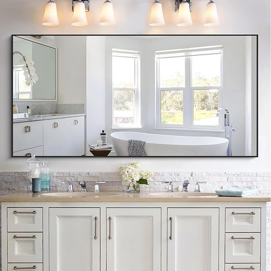 KOCUUY Bathroom Mirror,30x60 Large Black Mirrors for Wall,Rectangle Long Vanity Mirror with Aluminum Frame Modern Home Decor for Bathroom, Living Room, Farmhouse, Entryway, Hang Horizontal/Vertical