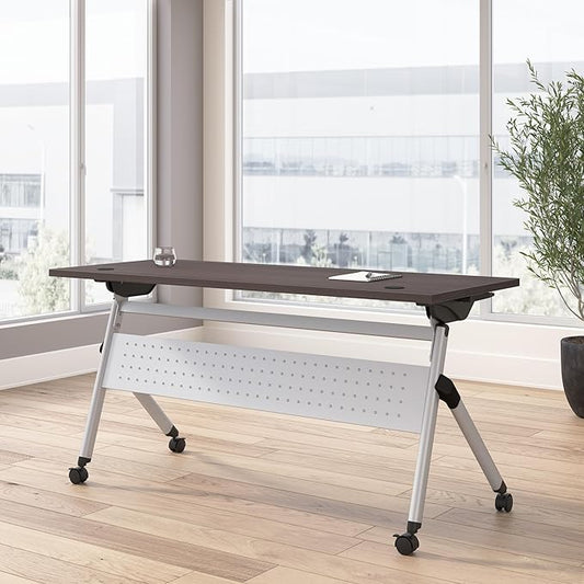 Bush Business Furniture Folding Training Table, 60 inch Desk, Commercial-Grade Bundle for Office or Classroom, Envision Collection, Gray