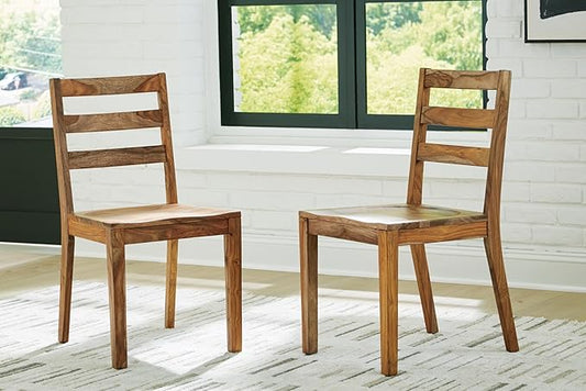 Signature Design by Ashley Dressonni Farmhouse Solid Wood Armless Dining Chair, Set of 2, Light Brown