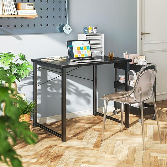 Coleshome 32 Inch Computer Desk, Modern Simple Style Desk for Home Office, Study Student Writing Desk, Black