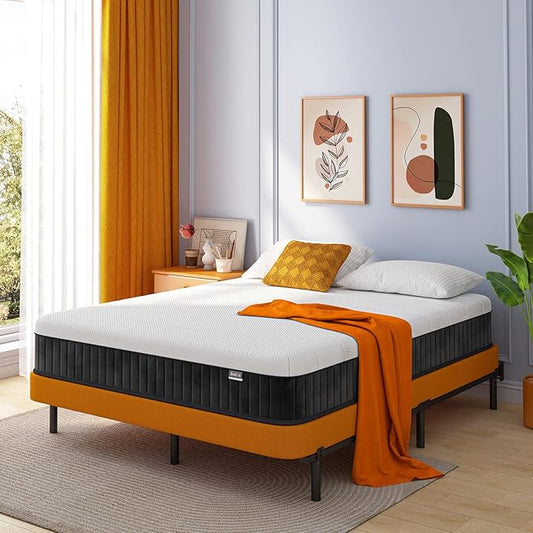 Queen Mattress 12 Inch, Hybrid Mattress Queen Size, Bed Matress in a Box, Pressure Relief & Fiberglass Free