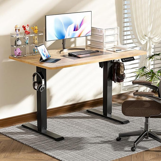 BIZUM 40x24 Inch Electric Standing Desk with Memory Presets, Quiet Motor Height Adjustable Stand Up Desk for Home Office & Gaming, Ergonomic Sit Stand Workstation,Light Rustic Brown