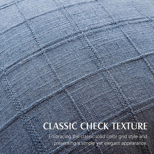 Foindtower Set of 2 Decorative Linen Check Throw Pillow Covers Neutral Long Body Lumbar Cushion Covers Farmhouse Vintage Home Decor for Sofa Chair Couch Bedroom Living Room Outdoor,14×36 Inch,Blue
