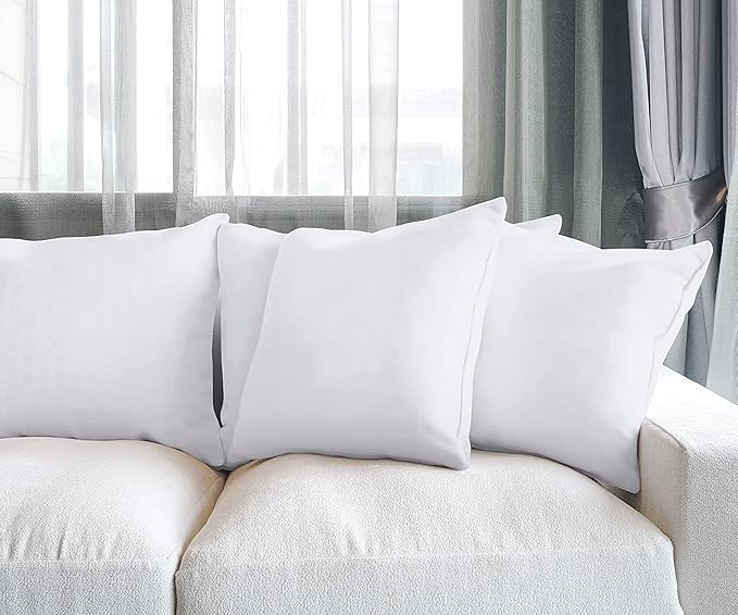 Utopia Bedding Throw Pillows (Set of 4, White), 24 x 24 Inches Pillows for Sofa, Bed and Couch Decorative Stuffer Pillows