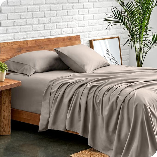 Bare Home Full Sheet Set - Luxury 1800 Ultra-Soft Microfiber Full Bed Sheets - Double Brushed - Deep Pockets - Easy Fit - 4 Piece Set - Bedding Sheets & Pillowcases (Full, Khaki)