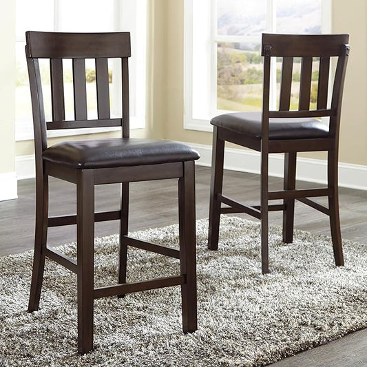 Signature Design by Ashley Haddigan 24" Counter Height Upholstered Barstool 2 Count, Dark Brown