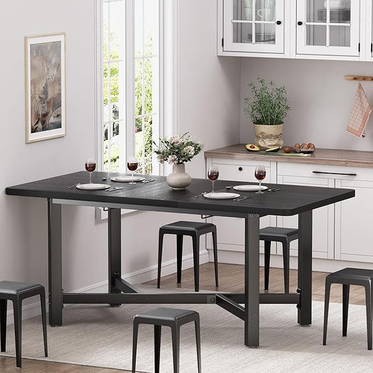 Dining Table for 4-6,62“Extendable Round Kitchen Dining Room Table, Space Saving Rectangle Large Expandable Wood Dinner Furniture for Small Space(47-62In*28In*30In) (Grey)
