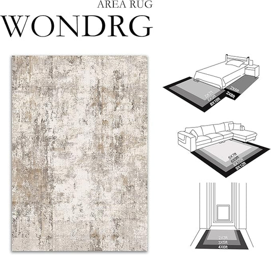 2x3 Washable Area Rug Brown Grey Neutral Abstract Entryway Kitchen Non Slip Low Pile Throw Rug Living Room Bedroom Indoor Doormat Small Soft Carpet for Entrance Bathroom