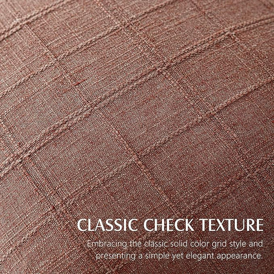 Foindtower Set of 2 Decorative Linen Check Throw Pillow Covers Neutral Farmhouse Vintage Cushion Covers Modern Boho Home Decor for Sofa Chair Couch Bedroom Living Room Outdoor,22×22 Inch,Autumnal Red
