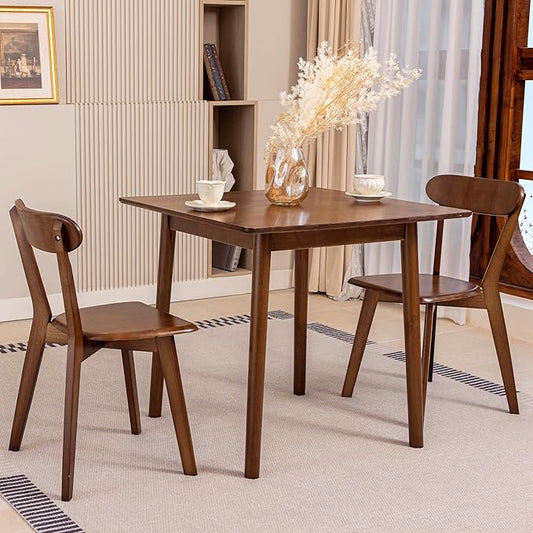 DELAVIN 29.5" Solid Wood Dining Table, Modern Small Dining Table, Square Farmhouse Kitchen Table, Cafe Table for Living Room Dining Room, Easy Assembly, Walnut