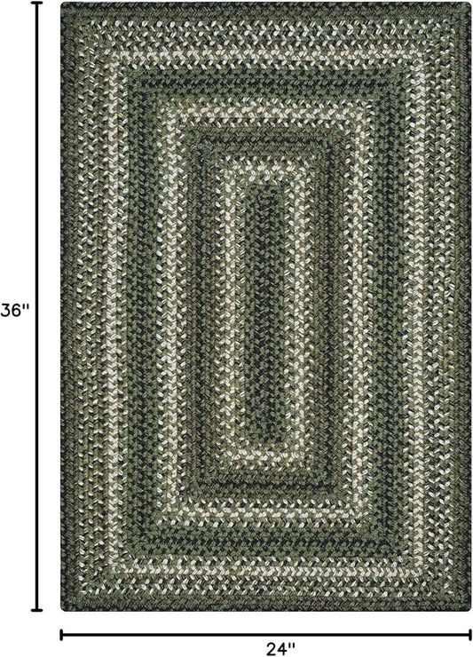 Pinecone Green Small Braided Rugs, 2x3' Rectangle - Handmade with Jute, Warm Country Rustic Decor, Perfect for Bathrooms and Entryways - Durable and Easy to Clean