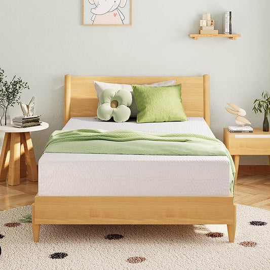 Full Size Memory Foam Mattress, 10 Inch Bed Mattress in a Box with Cooling Green Tea Gel, Relieve Pressure with Medium Support, CertiPUR-US Certified, 75''L x 54''W, White