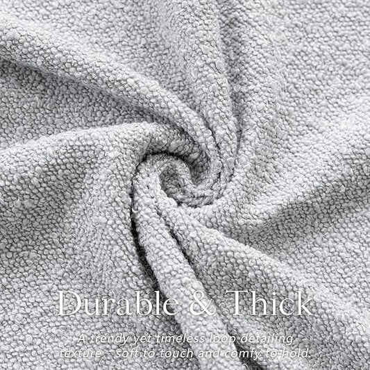 Foindtower Set of 2, Decorative Textured Boucle Throw Pillow Covers Accent Solid Pillow Cases Neutral Soft Cozy Couch Cushion Case for Chair Sofa Bedroom Living Room Home Decor 26 x 26 Inch Light Grey