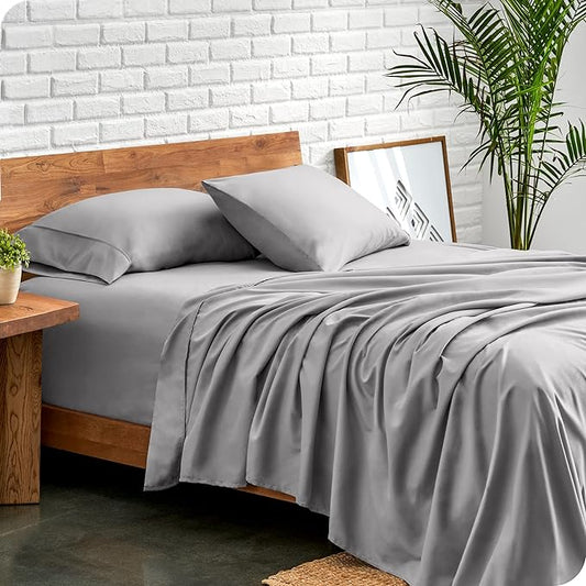 Bare Home Full Sheet Set - Luxury 1800 Ultra-Soft Microfiber Full Bed Sheets - Double Brushed - Deep Pockets - Easy Fit - 4 Piece Set - Bedding Sheets & Pillowcases (Full, Light Grey)