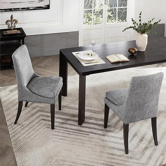Upholstered Dining Chairs Modern Sidechair Performance Fabric High Back Armlesschair for Diningroom Kitchen,Dark Grey,Set of 2(1 Box)