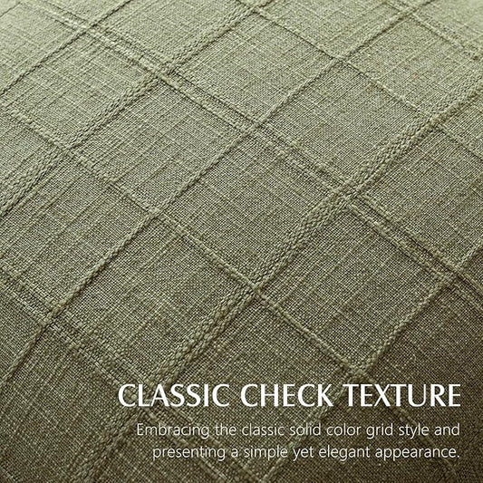 Foindtower Set of 2 Decorative Linen Check Throw Pillow Covers Neutral Farmhouse Vintage Cushion Covers Modern Boho Home Decor for Sofa Chair Couch Bedroom Living Room Outdoor,18×18 Inch,Sage Green