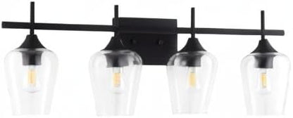 VONLUCE Bathroom Vanity Light, 4 Light Bathroom Light Fixture Over Mirror, Bathroom Wall Lamp with Clear Glass, Modern Black Vanity Lighting fixtures for Bathroom, Bedroom, Hallway