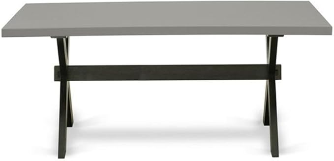 East West Furniture X697MZ606-6 6 Piece Dinette Set Contains a Rectangle Dining Table with X-Legs and 4 Shitake Linen Fabric Parson Chairs with a Bench, 40x72 Inch, Multi-Color