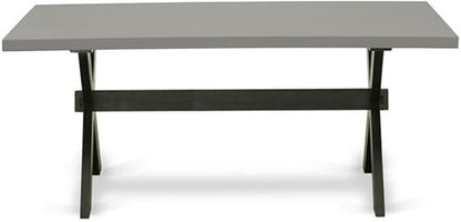 East West Furniture X697MZ606-9 9 Piece Kitchen Table & Chairs Set Includes a Rectangle Dining Room Table with X-Legs and 8 Shitake Linen Fabric Parsons Chairs, 40x72 Inch, Multi-Color