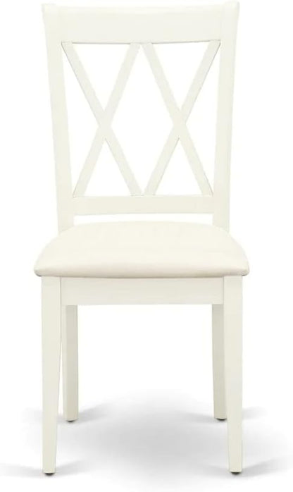 East West Furniture LGCL5-LWH-C 5 Piece Kitchen Table & Chairs Set Includes a Rectangle Dining Table with Butterfly Leaf and 4 Linen Fabric Dining Room Chairs, 42x84 Inch, Linen White