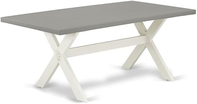East West Furniture X097MZ015-7 7 Piece Dining Table Set Consist of a Rectangle Dining Room Table with X-Legs and 6 Baby Blue Linen Fabric Parsons Chairs, 40x72 Inch, Multi-Color