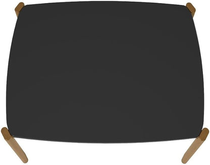 Manhattan Comfort Gales 47-Inch Mid Century Modern Dining Table for 2-4 Person, Unique Minimalist Home Furniture with Solid Eucalyptus Wood Legs, Matte Black