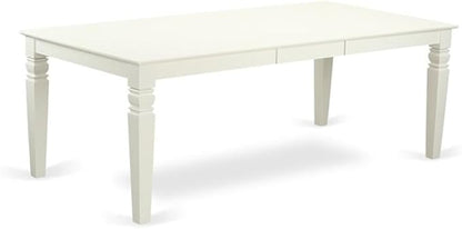 East West Furniture LGCL7-LWH-C 7 Piece Dining Room Table Set Consist of a Rectangle Kitchen Table with Butterfly Leaf and 6 Linen Fabric Upholstered Chairs, 42x84 Inch, Linen White