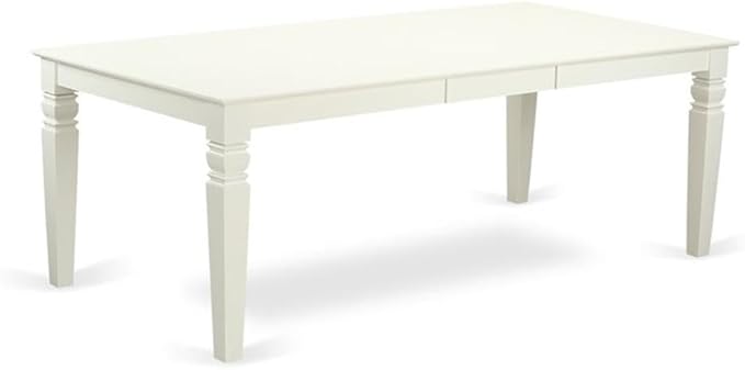 East West Furniture LGDA9-LWH-C 9 Piece Dining Table Set Includes a Rectangle Dinner Table with Butterfly Leaf and 8 Linen Fabric Dining Room Chairs, 42x84 Inch, Linen White