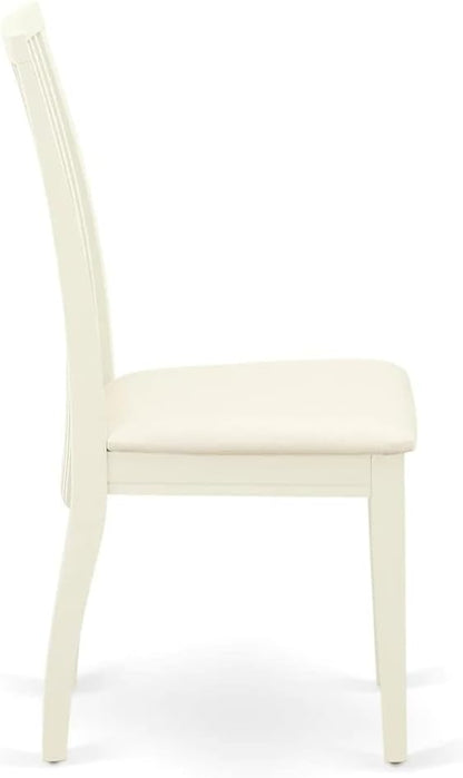 East West Furniture HBIP3-LWH-C 3 Piece Dinette Set for Small Spaces Contains a Round Dining Table with Pedestal and 2 Linen Fabric Upholstered Dining Chairs, 42x42 Inch, Linen White