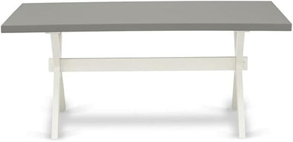 East West Furniture X097MZ015-7 7 Piece Dining Table Set Consist of a Rectangle Dining Room Table with X-Legs and 6 Baby Blue Linen Fabric Parsons Chairs, 40x72 Inch, Multi-Color
