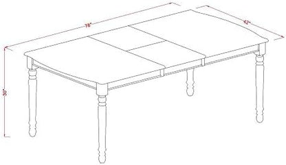 East West Furniture LGAV5-LWH-W 5 Piece Modern Dining Table Set Includes a Rectangle Wooden Table with Butterfly Leaf and 4 Dining Chairs, 42x84 Inch, Linen White
