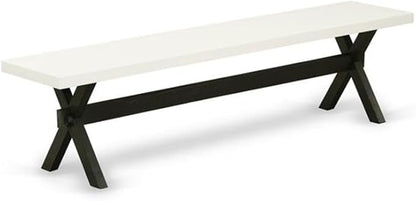 East West Furniture X627DR124-6 6 Piece Dining Table Set Contains a Rectangle Wooden Table with X-Legs and 4 Black Color Linen Fabric Parson Chairs with a Bench, 40x72 Inch, Multi-Color