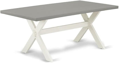 East West Furniture X097VE215-9 9 Piece Dining Room Set Includes a Rectangle Dining Table with X-Legs and 8 Baby Blue Linen Fabric Upholstered Chairs, 40x72 Inch, Multi-Color