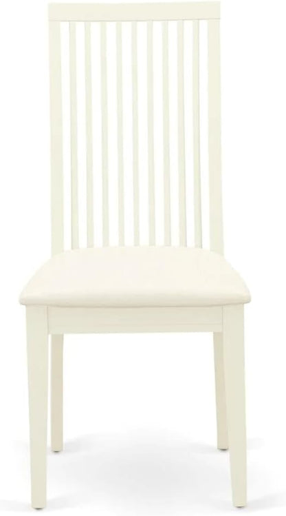 East West Furniture HBIP3-LWH-C 3 Piece Dinette Set for Small Spaces Contains a Round Dining Table with Pedestal and 2 Linen Fabric Upholstered Dining Chairs, 42x42 Inch, Linen White