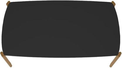 Manhattan Comfort Gales 70-Inch Mid Century Modern Dining Table for 6 Persons, Unique Minimalist Home Furniture with Solid Eucalyptus Wood Legs, Matte Black