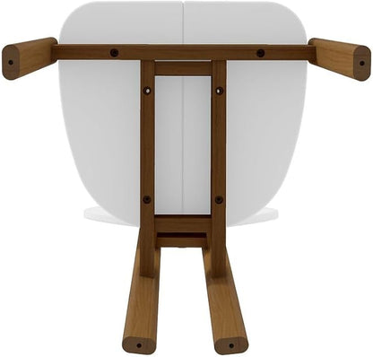 Manhattan Comfort Mid-Century Modern Gales Round 46.54 Dining Table with Solid Wood Legs in White - Set of 5