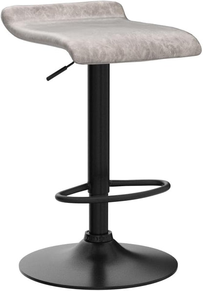 Finnhomy Set of 2 Adjustable Bar Stools, Swivel Barstools for Kitchen Counter Height Chair, Retro Grey