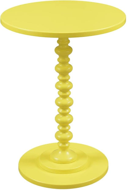 Convenience Concepts Palm Beach Spindle 17.75" Traditional Round End Living Room, Turned Solid Wood Side, Classic Display Pedestal Table, Yellow