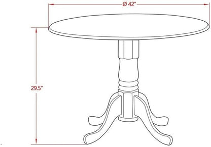 East West Furniture DMAB5-OAK-04 5 Piece Dining Set Includes a Round Dining Room Table with Dropleaf and 4 Light Tan Linen Fabric Upholstered Parson Chairs, 42x42 Inch, Oak