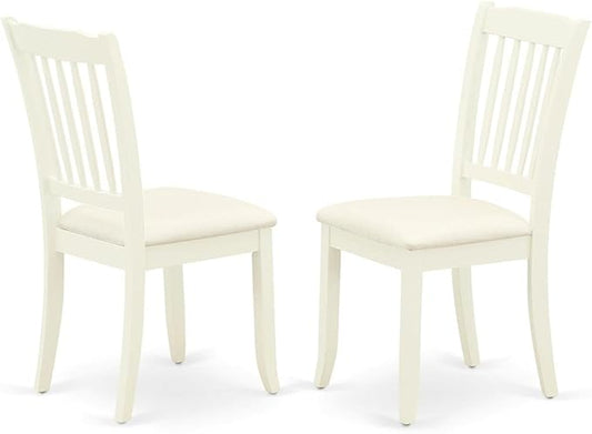 East West Furniture MZDA5-LWH-C 5 Piece Dining Room Table Set Includes a Rectangle Kitchen Table with Dropleaf and 4 Linen Fabric Upholstered Dining Chairs, 36x54 Inch, Linen White